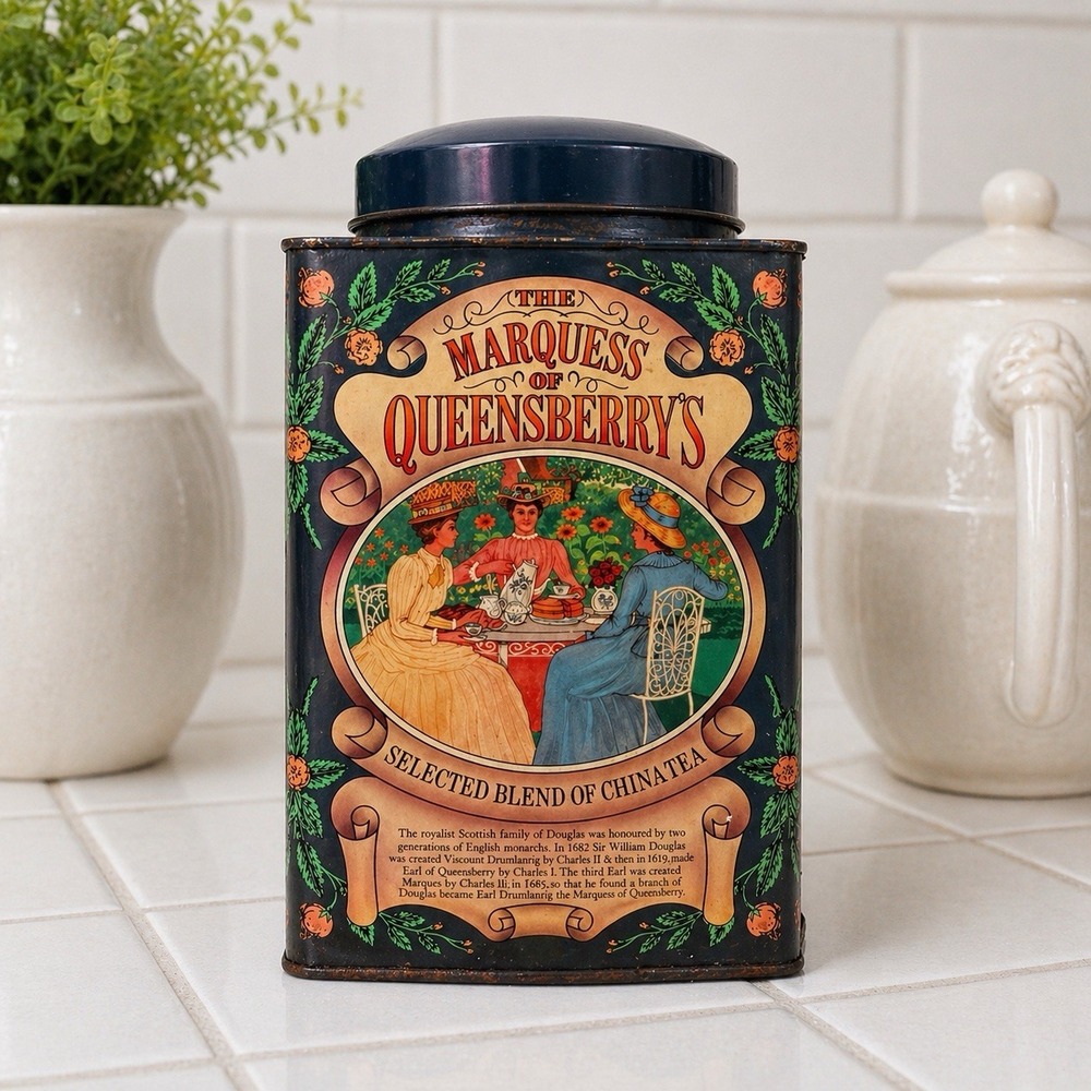 Vintage The Marquess of Queensberry Collectable Tin/tea Caddy Empty 70s 80s MCM